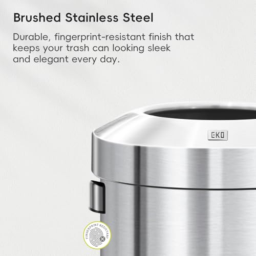 EKO 32-Gallon Round Stainless Steel Open Top Trash Can, Large Commercial Waste Bin with Detachable Lid and Carrying Handle, Brushed Metal Garbage Bin for Home, Office, Restaurant, Restroom by EKO - Image 3