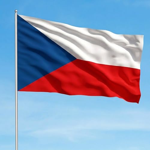 Image of AhfuLife Czechia Flag 5ft x 3ft for Party Decor, 1 Pcs Large Czech Flag Polyester Double Side with Brass Eyelets for World Cup Garden Street Indoor Outdoor