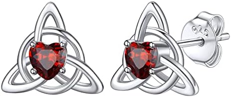 Bestyle 925 Sterling Silver Celtic Earring with 12 Month Stone for Women Girls, Dianty Cute Small Celtic Knot Birthstone Studs Love Infinity Earring Irish Jewelry, Great Birthday Gifts