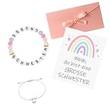 Geschenkset für große Schwestern: Das Set enthält 1 Armband mit bunten Buchstabenperlen, 1 Karte, 1 Engel-Armband und 1 Briefumschlag; Eine perfekte Kombination, um Ihre große Schwester zu überraschen und Ihre Verbindung zu stärkenGeschenkset für große Schwestern: Das Set enthält 1 Armband mit bunten Buchstabenperlen, 1 Karte, 1 Engel-Armband und 1 Briefumschlag; Eine perfekte Kombination, um Ihre große Schwester zu überraschen und Ihre Verbindung zu stärken