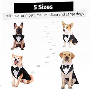 AOFITEE Dog Tuxedo Formal Dog Suit and Bandana Set, Gentle Dog Wedding Party Suit Bow Tie Shirt Vest, Pet Tuxedo Costume Outfit with Detachable Bowtie Collar for Christmas Halloween Dress Up AOFITEE Dog Tuxedo Formal Dog Suit and Bandana Set Gentle Dog Wedding Party Suit Bow Tie Shirt Vest Pet Tuxedo Costume Outfit with Detachable Bowtie Collar for Christmas Halloween Dress Up