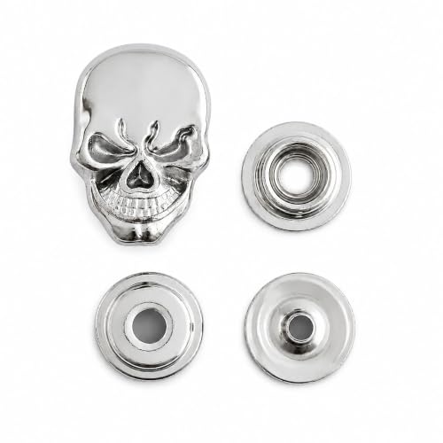 Tandy Leather Skull Line 24 Snap Nickel Plate 17.46 x 25.4 mm - Heavy Duty Leather Snap Fastener Button for Belts, Wallets, Holsters, Bags, Jackets, Vests