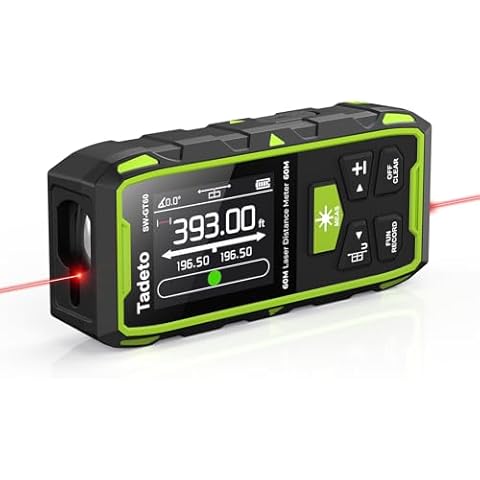 Tadeto Dual Laser Measuring Tool, 393FT/120M Bilateral Laser Measurement Tool Backlit LCD Display, Rechargeable Laser Measure with Ft/in/M Multiple Units Length/Area/Volume/Angle Cover