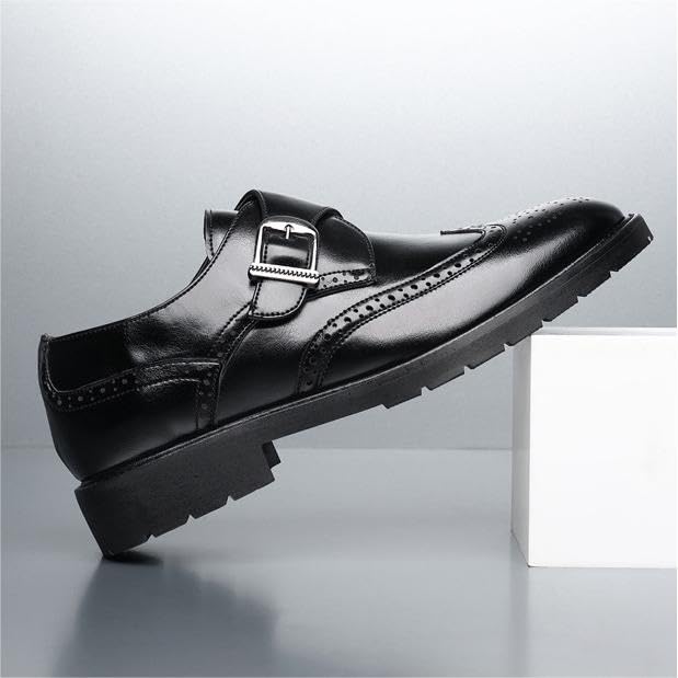 Men's Monk Strap Loafer Leather Mens Dress Shoes Buckle Men Loafers Slip On4