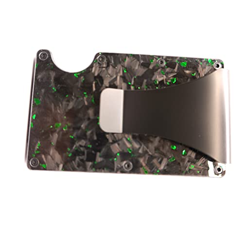Forged Composite REAL carbon fiber wallets 5 colors available flakes minimalist money clip (Glossy Goblin Green Forged Carbon Fiber)2