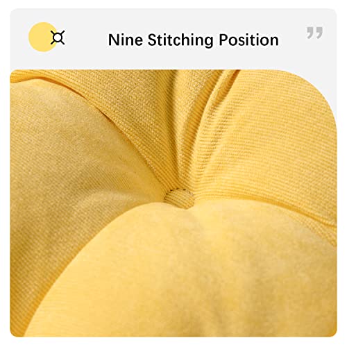 Round Floor Seat Cushion For Adults 22X22 Inch Tufted Seat Cushion Set Of 2 Corduroy Meditation Pillow Floor Reading Cushion For Yoga Living Room Balcony Office Yellow #TOP3