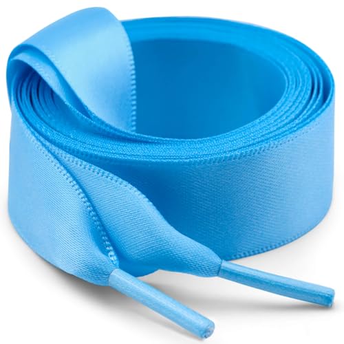 Image of Flat Satin Ribbon Shoelaces WEGOODZF 2cm Wide Shoestrings for Women Girls[2 Pair]