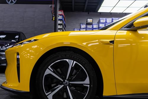 Image of LZLRUN High Gloss Vinyl Realistic Paint Wrap Roll Car Sticker Film Decal Bubble Free Come with Installation Tool Set (Yellow, 2Inch x 30ft)