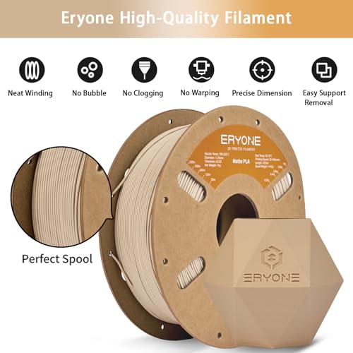 Image of ERYONE Matte PLA Filament for 3D Printer, Filament 1.75mm + /- 0.03mm, 1kg (2.2LBS) /Spool, Beige