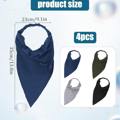 4PCS Triangle Head Scarf, Boho Elastic Headbands for Women Non Slip Solid Triangle Headband Scarf Fashion Bandanas Covering Wrap Accessories (4 Colors)3