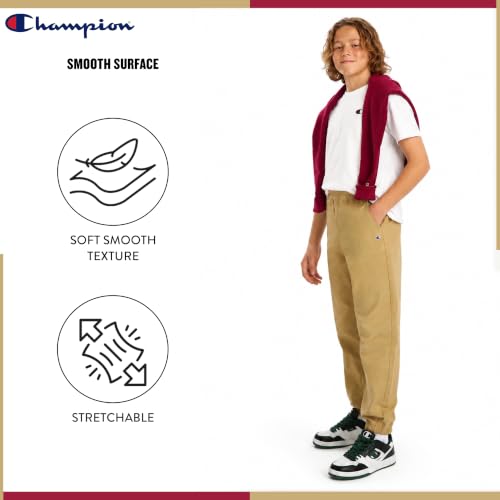 Champion Boys Regular Fit School Uniform Twill Jogger Pants Khaki - image 7