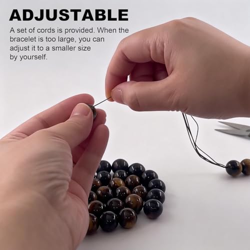 Natural obsidian crystal bracelet,Tigers eye black obsidian 10/12/13mm beads bracelet for men and women, Jewelry Healing elasticized Bracelets Bring Luck and happyness Prosperity.Mom/Dad/Wife/Employee gift4