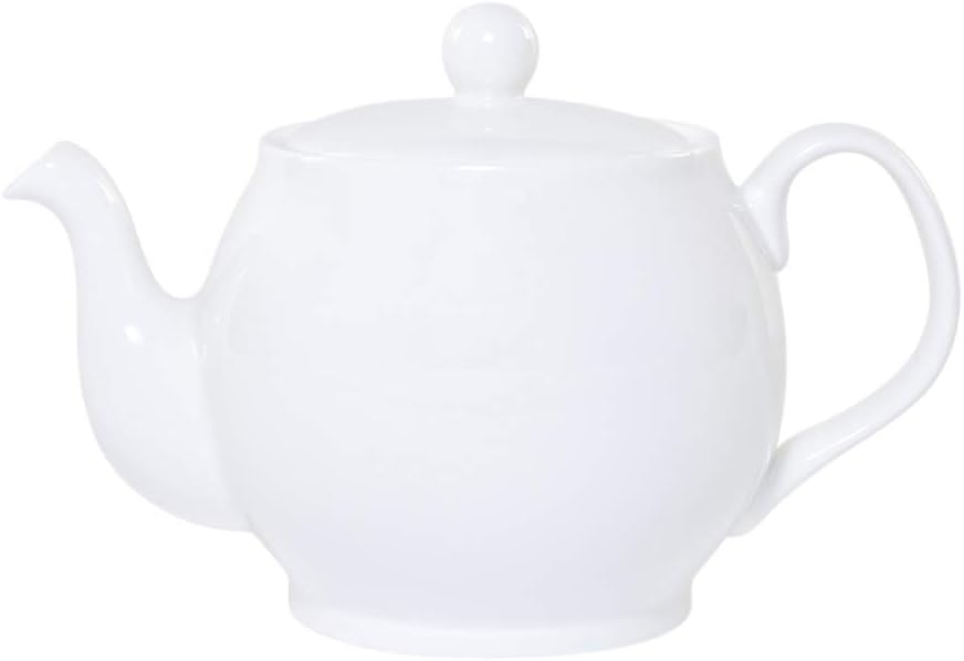 Classic Plain White Chatsworth 6 Cup Teapot in Fine Bone China