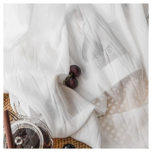 KSTORE Chiffon White Voile Curtains Window Treatment Eyelet/Pencil Pleat Semi Sheer Curtain for Living Room Bedroom Balcony 2 Panels,Hook up,W120xL190cm - Image 4