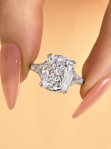 4.5CT Cushion Cut Engagement Ring with Split Shank, 925 Sterling Silver CZ Simulated Diamond Promise Ring for Women3