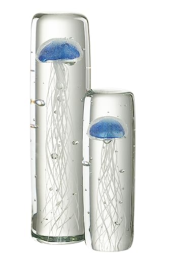 Presse-Papier Méduse en Verre J-line Cadeau Idéal Bleu Large - 3