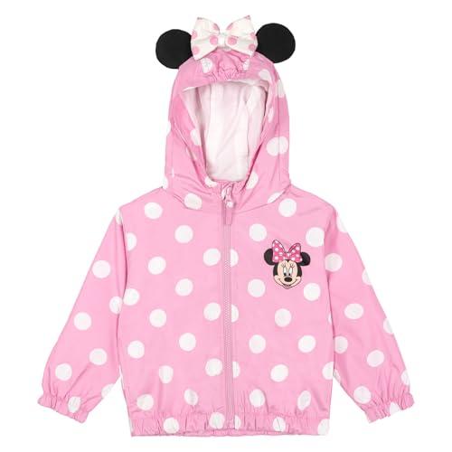 Disney Minnie Mouse Toddler Girls Zip Up Windbreaker Jacket Polka Dots Pink/White 5T