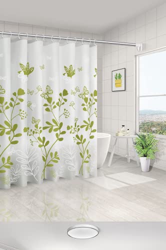 Aimisin Shower Curtain Liners, 47.24'' W X 70.86'' H, Peva Frosted Waterproof Bathroom Curtain Liners With Metal Grommets And 8 Plastic Hooks, White Flowers Design #TOP1