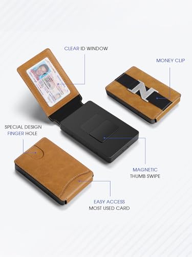 Wallet for Men Card Holder - Slim Metal RFID Blocking Bifold minimalist Mens Wallet Pop Up Credit Card Case with Gifts Box2
