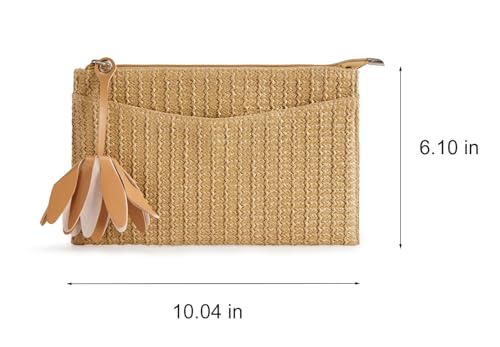 Image of BRYCTSISEN Women Straw Beach Clutch Purse Handbag Summer Elegant Vacation Style Shoulder Bag Crossbody Bag