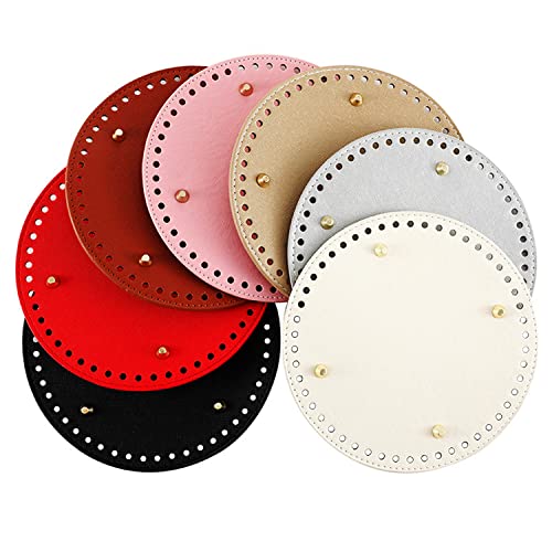 Yayatty 8 Color PU Leather Bag Bottom Base Crochet Bag Bottom, 8 Pieces 5.9 Inch Round Knitting Crochet Bags Bottom with Crochet for DIY Handbag Shoulder Bags Purse Making Supplies - Image 4