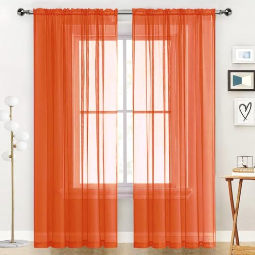 Voile de rideaux transparents orange pour une intimité préservée - 2