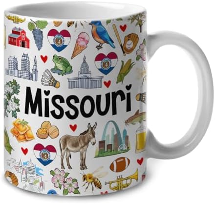Lotacy Missouri Symbols Colorful Coffee Mug, 11 oz, Missouri Souv...