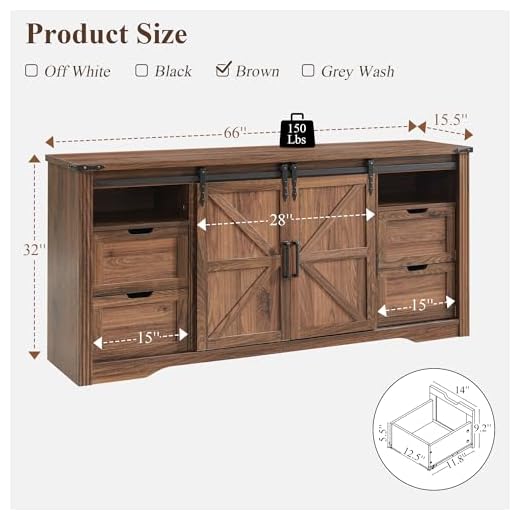 JXQTLINGMU Rustic 66" TV Stand for Large TVs
