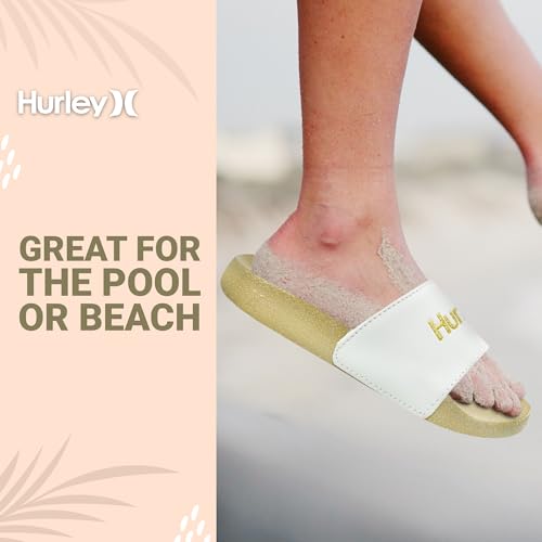 Image of Hurley Naia Comfortable Slip-On Kids Sandals, Cute Girls' Slides for Indoor and Outdoor, Shower Slides for The Beach and Pool