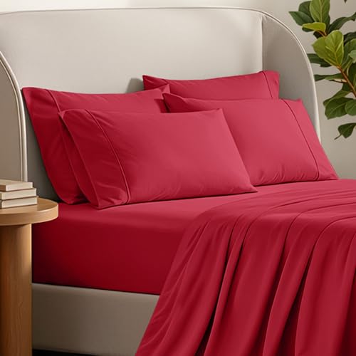Image of Bare Home Microfiber King Size Pillowcases - 4 Pack, Red, 20x40
