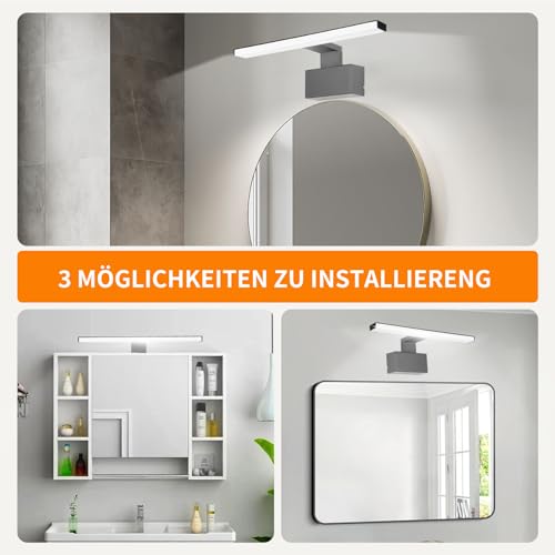NBEASTKEY LED Spiegelleuchte 30cm 5W 4000K IP44 wasserdicht, Alu 3-in-1 Montage flimmerfrei 230V für Badschrank & Schminkbereich (Wandleuchte, Badbeleuchtung)