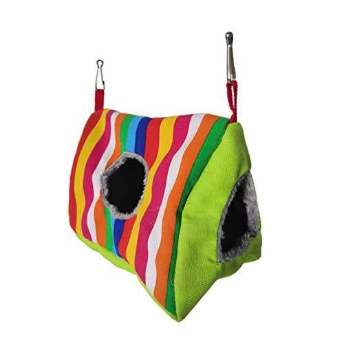 Kisangel Double Hole Parrot Nest Hammock Cozy Sleeping Bed for Birds Warm and Durable Design Adorable Stripe Pattern for Parrots and Pet Birds