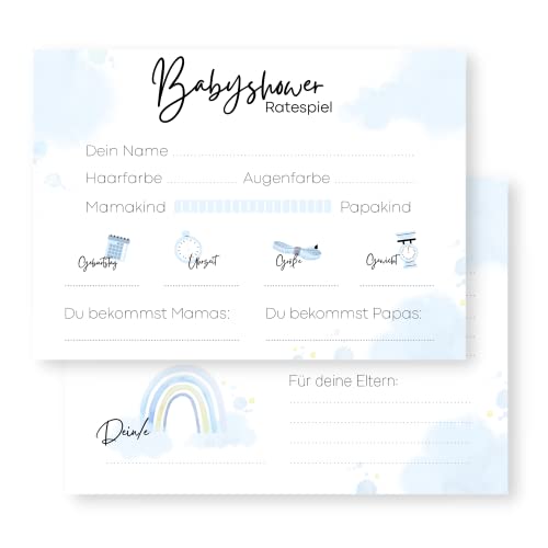 Gentle North Babyparty Spiele 25 Karten Hellblau