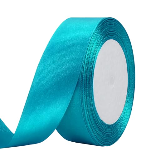 25 Yard Peacock Blue Satin Ribbon Roll 1 Inch Fabric Ribbon for Craft Bows Rose Bouquet Holiday Gift Wrapping Party Decoration