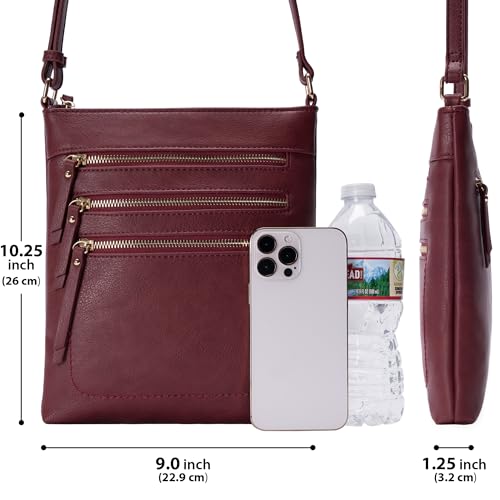Image of Solene Crossbody Bag Functional Multi Pocket Messenger Purse Top Zip Closure Shoulder Handbag With Adjustable Strap