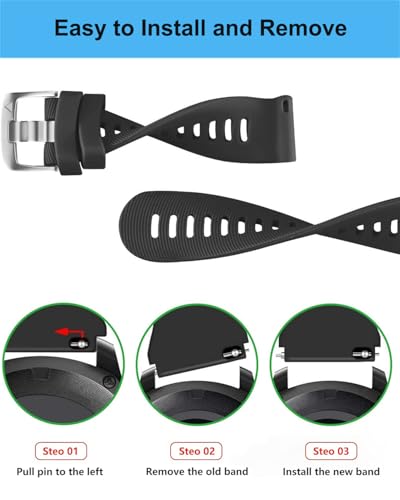 20mm Silicone Watch Bands for Garmin Forerunner 55 165 245 645, 3pcs Sport Band Strap for Vivoactive 6, Vivoactive 5, Venu Sq, Venu Sq 2, Approach S70 Smartwatch (Dark Blue) - image 4