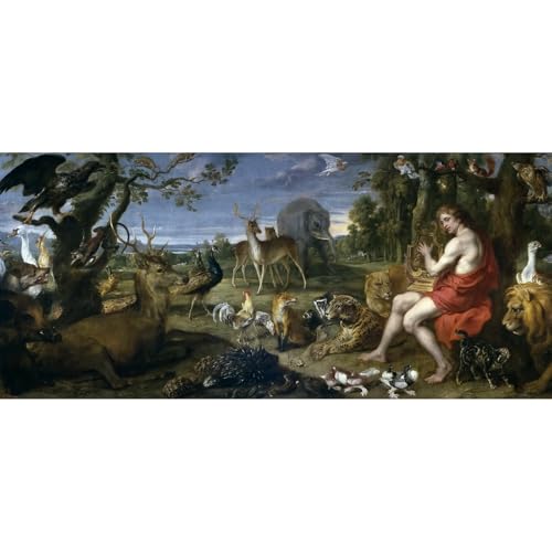 Orphée et les animaux impression giclée ARTICULOZY toile roulée décoration murale 101x127 cm