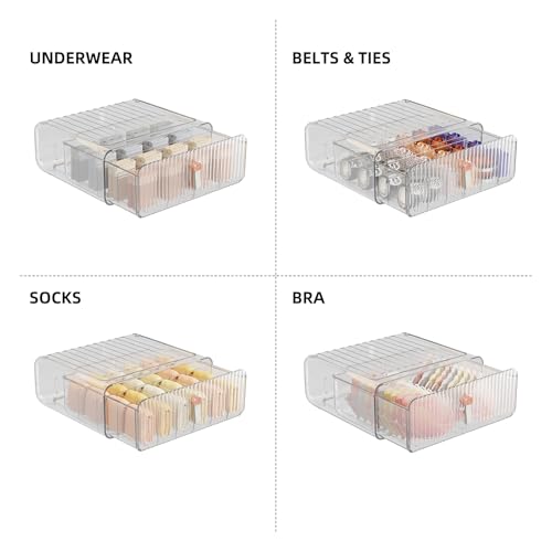 MSHOMELY Socks Underwear Drawer Organizer Dividers, 16 Cell Stackable Closet Organizer, Drawer Organizer for Clothing, Plastic Underwear Organizers and Storage for Baby Clothes, Bra, Ties, Belts - Thumbnail 2