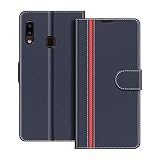 COODIO Coque en Cuir Samsung Galaxy A20e, Étui Téléphone Samsung A20e, Housse Pochette Galaxy A20e Fonction Stand Etui Coque pour Samsung Galaxy A20e, Bleu Foncé/Rouge