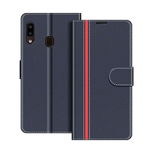 COODIO fodral till Samsung Galaxy A20e, magnetiskt flip-fodral telefonfodral kompatibel med Samsung Galaxy A20e mobilfodral, Mörkblå/Röd