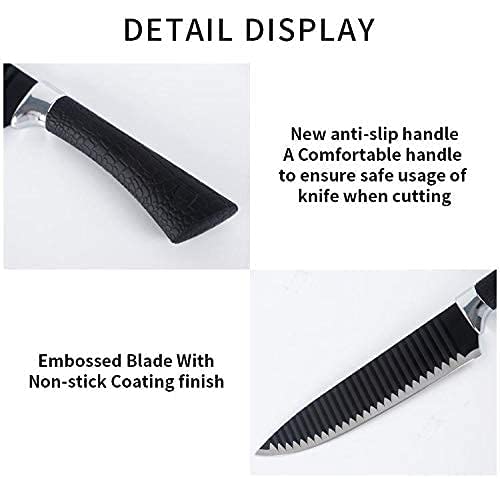 Image of High-Carbon Stainless Steel Kitchen Knives - 6 Pcs Set (Black)