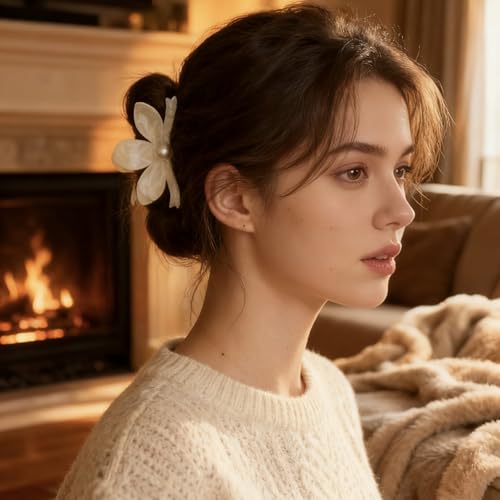 2 piezas pinzas para el cabello con flores y perlas miniatura 3