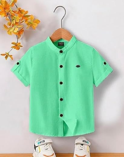 Trendy Kids Boys Printed Shirt Soft Cotton Blend Fabric Button Down Design for Casual and Festive Use