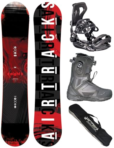 Airtracks Snowboard-Set Herren Snowboard Wide Eight Freestyle Freeride 164 - Snowboard Bindung Master - Softboots Master Pro Dual ATOP 43 - SB Bag