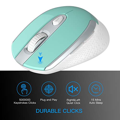 Cimetech Wireless Computer Mouse, 2.4G Ergonomic Optical Mouse, 6 Buttons, Silent Mouse With Usb Receiver And 3 Adjustable Dpi Computer Mouse For Laptop, Desktop, Mac, Pc - Blue #TOP3