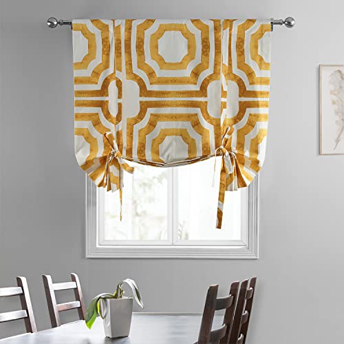 Image of HPD Half Price Drapes Room Darkening Tie Up Curtains 46 X 63 Inch Mecca Printed Cotton Window Roll Up Balloon Curtain for Living Room, Kitchen PRTW-TUD23C-63 (1 Panel),Mecca Gold