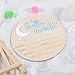 Hello World Newborn Sign, 5.9 Inch Announcement Sign for New Baby, Wooden Baby Announcement Sign, Star and Moon Design Baby Shower Hospital Nursery for Newborn Boys and Girls (Sky Blue)
