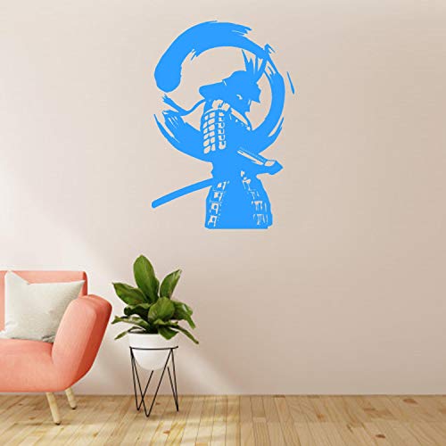Wall Sticker In Japan Style-Japanese Warrior Enso Zen-Vinyl Decal-Circle Samurai Asian Style-Living Room Bar Club Restourant Wall Decor-Bg00-06-30D-11X16 In #TOP1