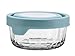 Anchor Hocking TrueSeal Embossed Glass Food Storage Container with Airtight Lid, Mineral Blue, 2 Cup