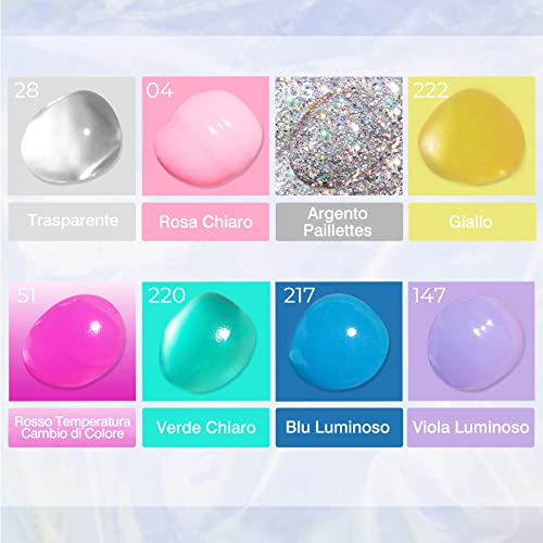 Mobray 8 Colori Poly Unghie Gel Kit, Azzurro Viola...